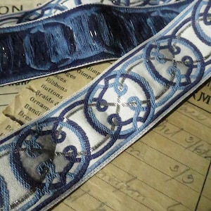 Keltische Knoten 32 mm Jacquard Webband - Blau & Silber