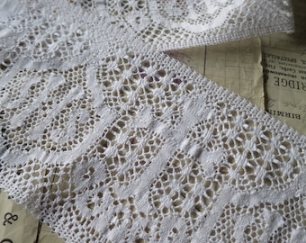Deep White English Nottingham Cluny Lace- Liturgical Ecclesiastical Insertion Lace- 12 cm Deep