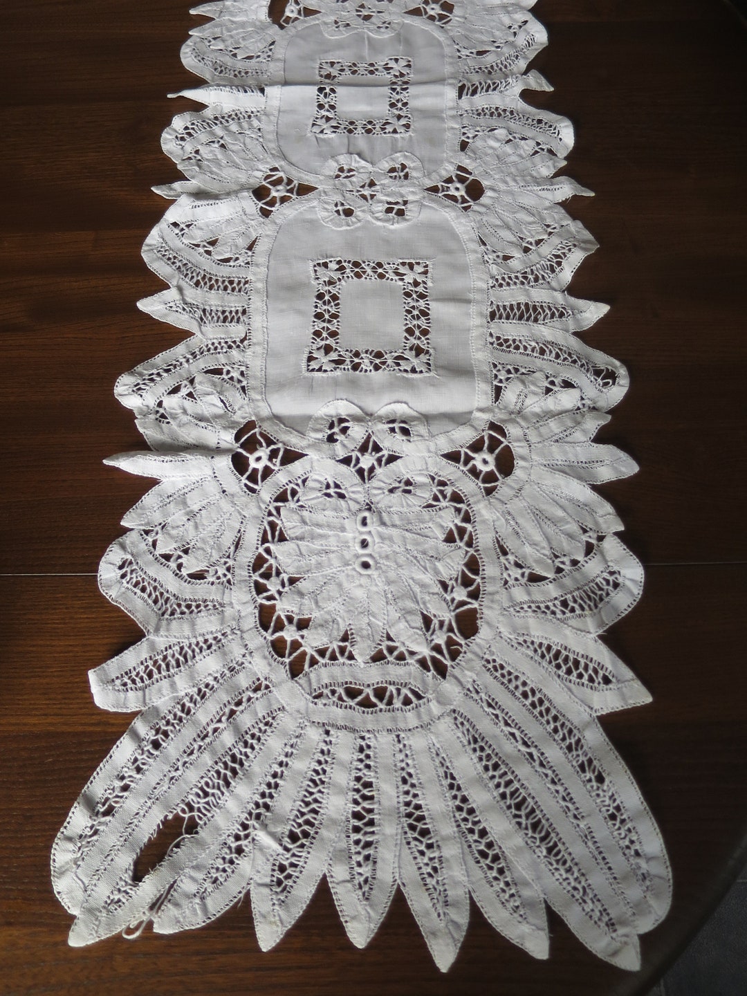 Antique Irish Linen Table Runner Tape Lace & Needle Lace Etsy