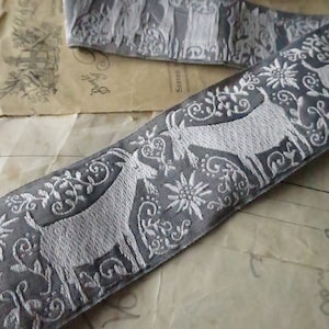 Billy Goats 32 mm Jacquard Woven Ribbon- Grey