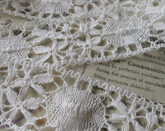 Off White Inglese Nottingham Cluny Lace- Torchon Ovals & Raised Spots Insertion Lace