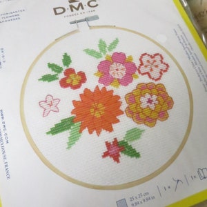 Japanese Flowers Folk Art Style Cross Stitch Embroidery Kit