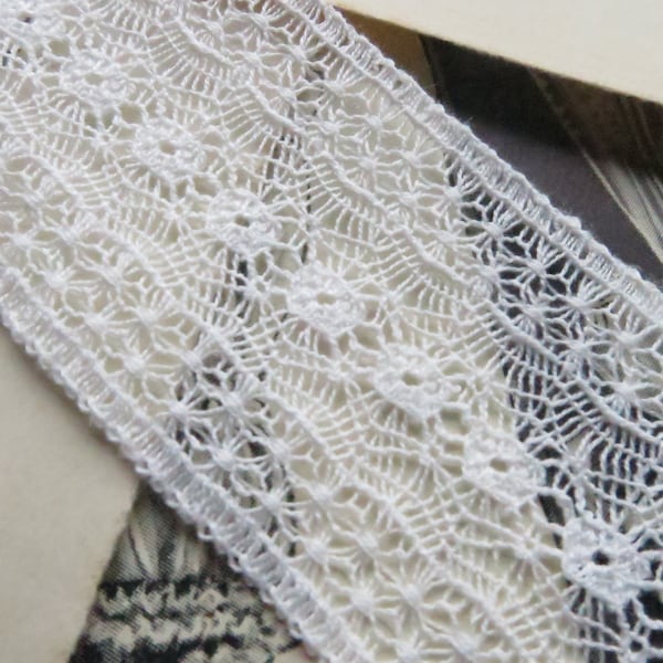 White English Nottingham Lace- Delicate Insertion Lace