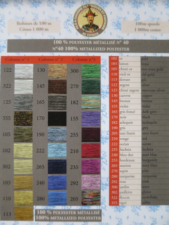 Sajou Metallic Thread/ Fil Metalise No.40 - All Colours - Etsy