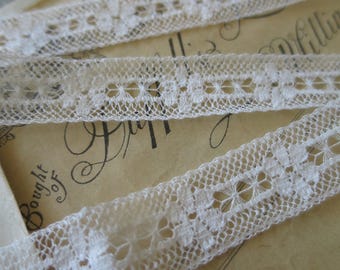 Dentelle Nottingham blanc cassé - Dentelle ajourée et florale - Insertion - 1,7 cm