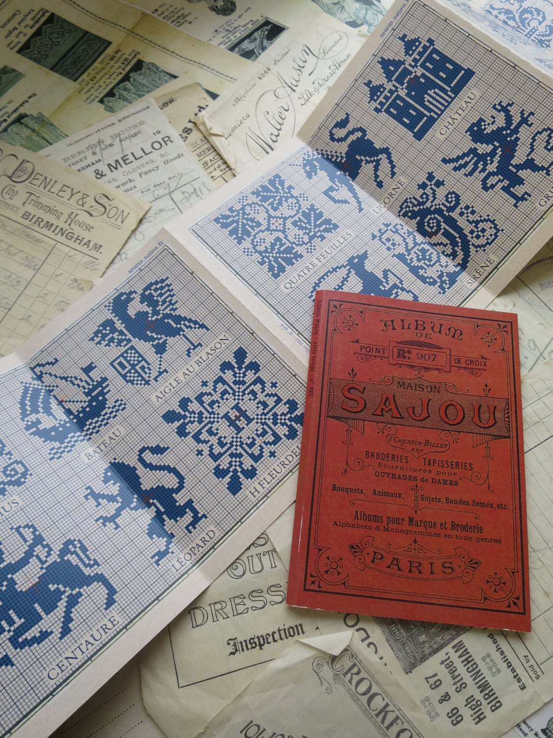 Sajou Red Cross Stitch Album 906- Traditional Motif Designs - Etsy