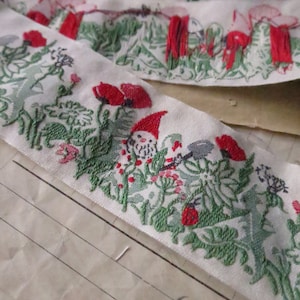 Garden Gnomes 40 mm Jacquard Woven Ribbon