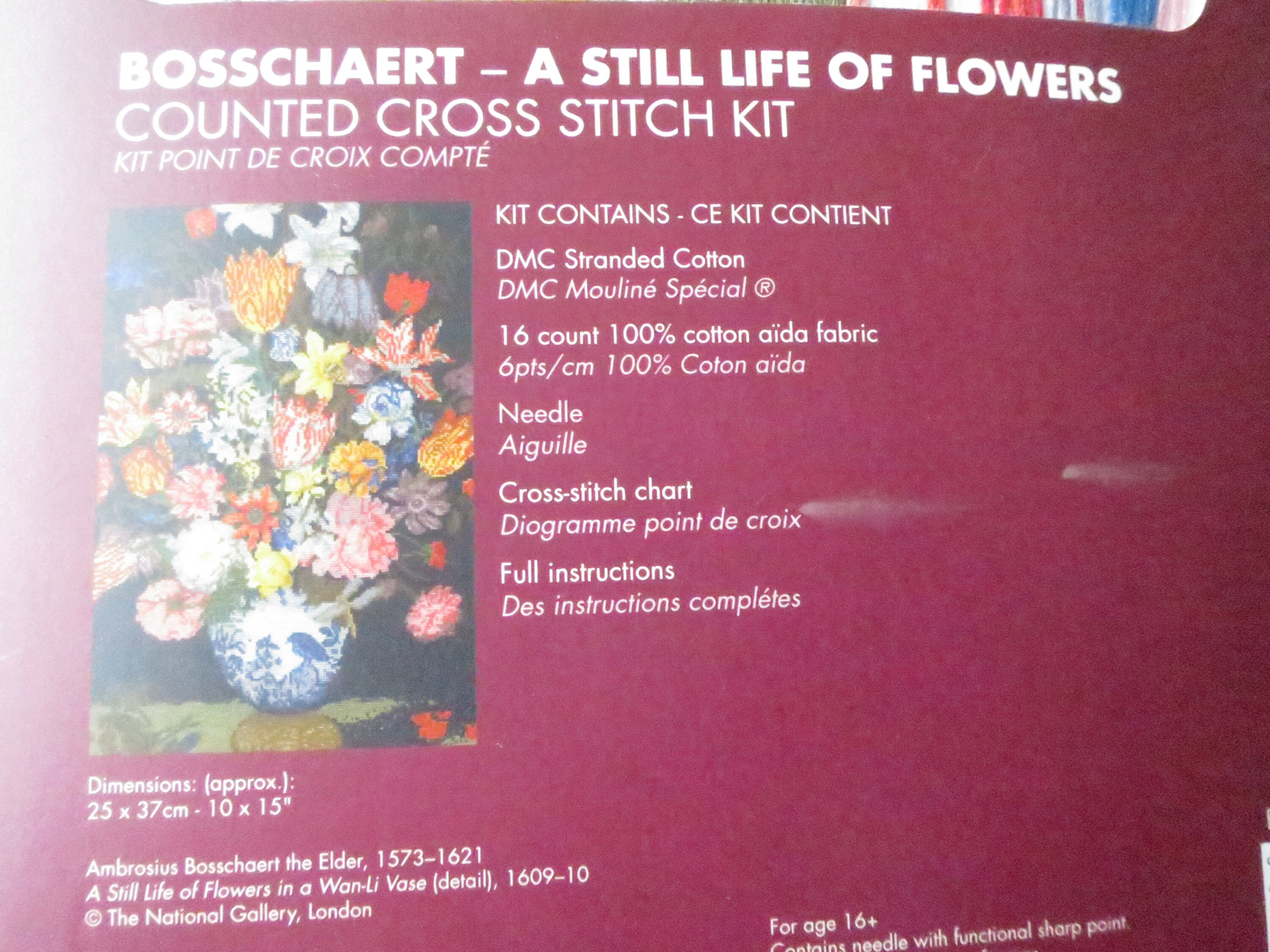 Kit punto de cruz Naturaleza muerta de flores de Bosschaert - Kits