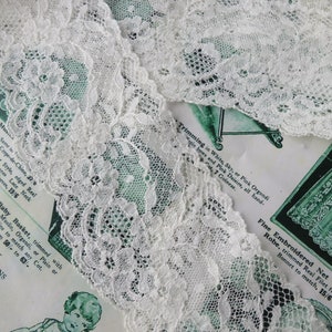 Off White English Nottingham Lace- Deep Frothy Floral Roses Swags Point Lace