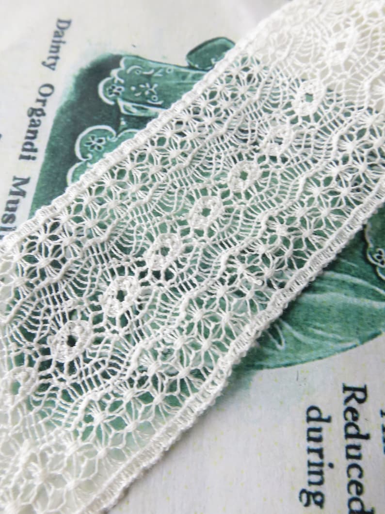 Ecru English Nottingham Fine Valenciennes Lace Delicate image 0