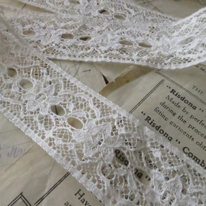 Off White English Nottingham Point Lace- Floral Double Eyelet Insertion Lace