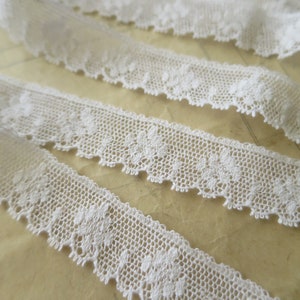 White English Nottingham Lace- Narrow Diamond Spots