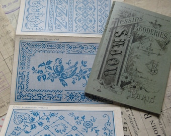 Sajou Green Cross Stitch Album 658- French Vintage Borders Corners & Motifs
