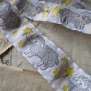 Sleepy Sheep- 32 mm Jacquard Woven Ribbon