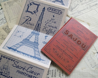 Sajou Red Cross Stitch Album 911- Eiffel Tower & Paris Landmarks