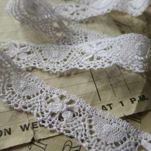 White English Nottingham Cluny Lace- Butterflies & Cartouches- 2.3 cm