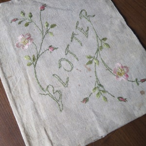 Antique Belle Epoch Linen Blotter Case- Silk Hand Embroidery