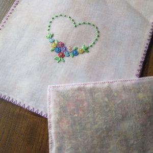 Vintage Hand Embroidered Organza Handkerchief Case