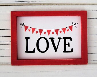 Valentine's Day Sign, Miniature Love Sign, Valentine's Day Decor, Tiered Tray Decor, February 14th, Miniature Valentine's Decor, Heart, Love