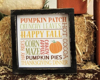 Fall Subway Sign, Tiered Tray Decor, Small Fall Collage Sign, Miniature Wood Framed Sign, Small Fall Decoration, Miniature Fall Sign