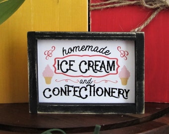 Miniature Ice Cream Sign, Tiered Tray Decor, Homemade Ice Cream Sign, Ice Cream Decor, Farmhouse Tiered Tray Sign, Farmhouse Kitchen