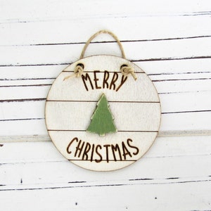 Merry Christmas Miniature Front Door Sign, Tiered Tray Decor, Seasonal Decor, 2" D Miniature Holiday Sign, Christmas Tree Decor, December 25