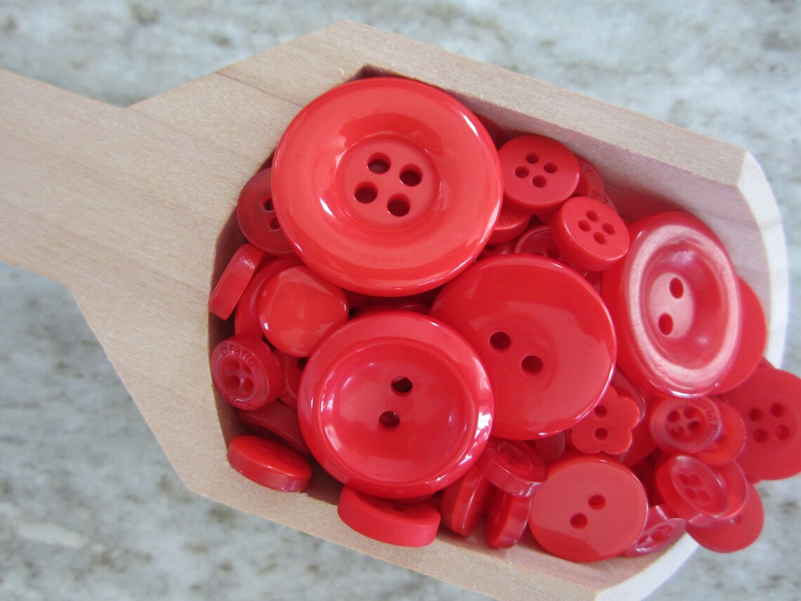 Red Buttons Bulk Red Craft Buttons 100 Variety Mix Red Etsy