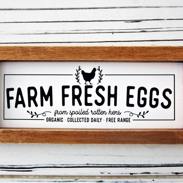 Farm Fresh Eggs Sign, Tiered Tray Decor, Mini Egg Sign, Vintage Look, Rustic Farmhouse Sign, Chicken Sign, Distressed Sign, Fresh Eggs