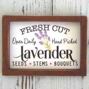 Miniature Lavender Sign, Fresh Cut Lavender, Lavender Tiered Tray Sign, Lavender Tiered Tray Decor, Purple Flowers, Mini Purple Framed Sign