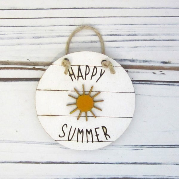 Happy Summer Miniature Front Door Sign, Tiered Tray Decor, Summer Sunshine, Mini Summer Decor, Seasonal Decor, Ladder Sign, Mini Summer Sign