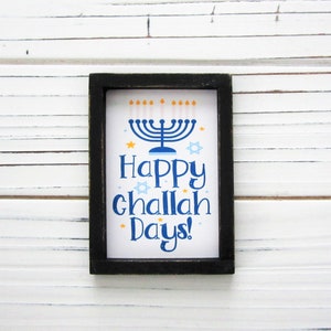 Happy Hanukkah Sign, Chanukah Decor, Miniature Framed Sign, Star of David, Menorah, Festival of Lights Sign, Tiered Tray Decor, Small Sign image 3