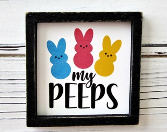 My Peeps Miniature Tiered Tray Sign, Tiered Tray Decor, Peter Cottontail, Marshmallow Peeps, Mini Easter Sign, Chocolate, Jelly Beans, Candy