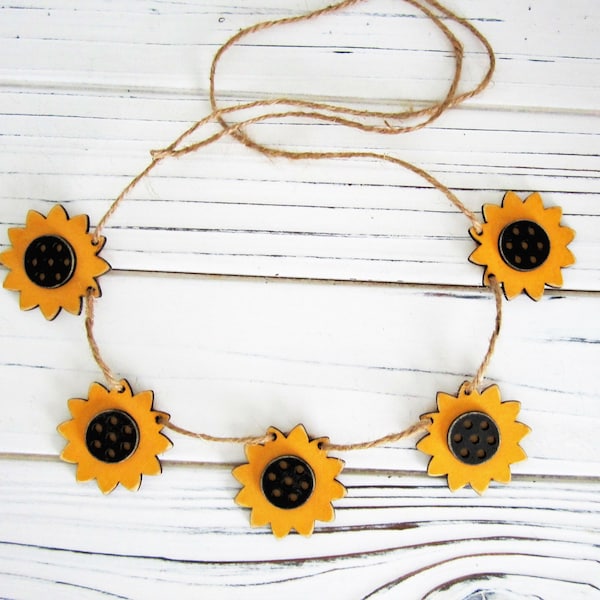 Miniature Sunflower Garland For Tiered Tray, Sunflower Decor For Tiered Tray, Sunflower Banner, Farmhouse, Rustic, Fall Decor, Summer