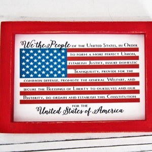 We The People Miniature Sign, Sign for Tiered Tray, Independence Day, Red White & Blue Decor, Small 4th of July Decor, Mini July 4th Sign