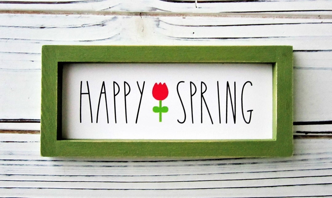 Spring Sign, Sign for Tiered Tray, Happy Spring Miniature Sign ...