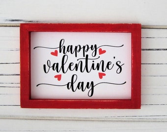 Valentine's Day Sign, Tiered Tray Decor, February 14th, Miniature Valentine's Decor, Mini Framed Sign, Heart, Love, Miniature Red Valentine