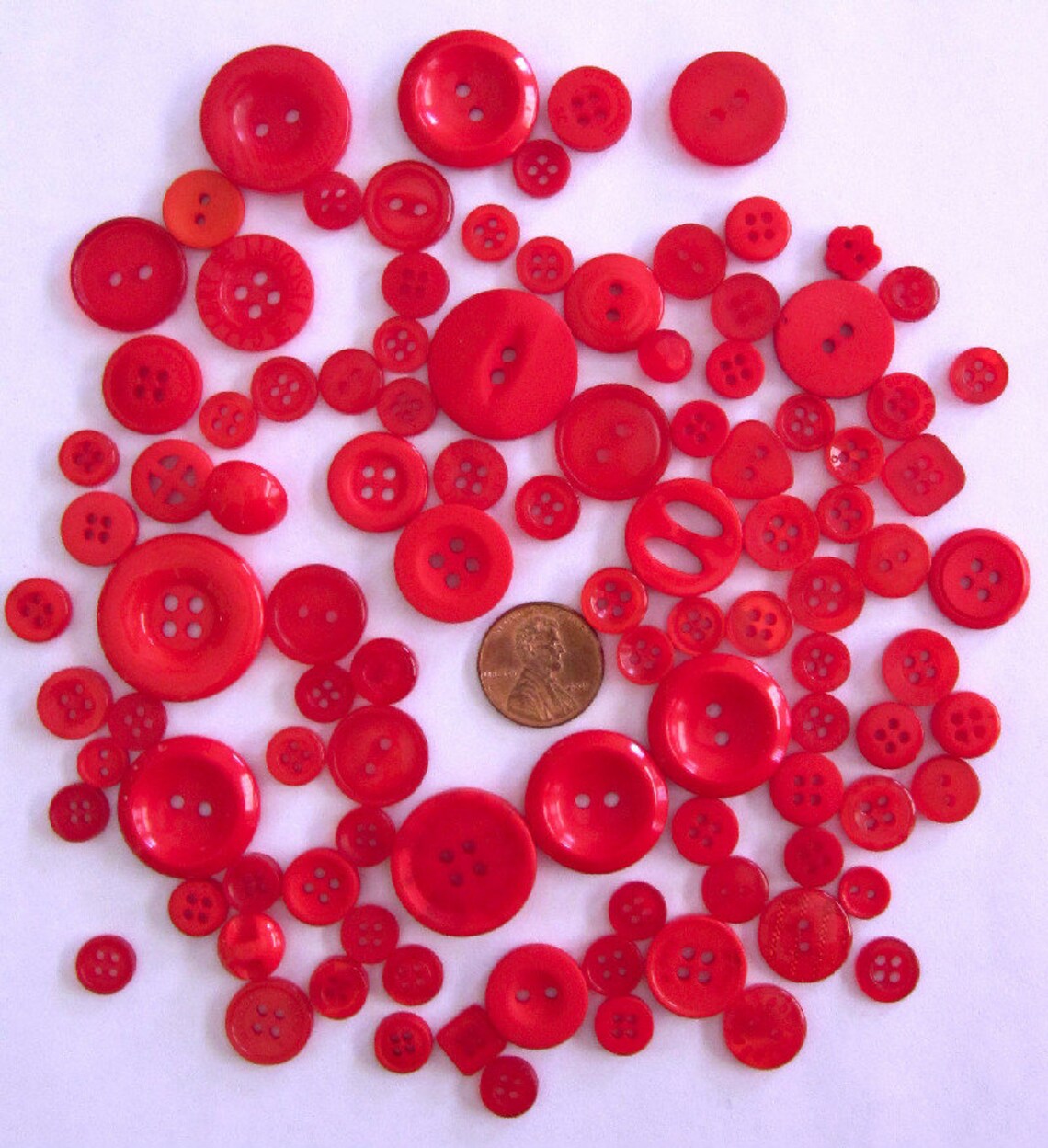 Red Buttons Bulk Red Craft Buttons 100 Variety Mix Red Etsy