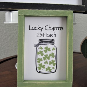 St. Patrick's Day Sign, Lucky Charms, Tiered Tray Sign, Miniature Sign, Farmhouse Decor, St. Patrick's Day Decor, March 17, Shamrock