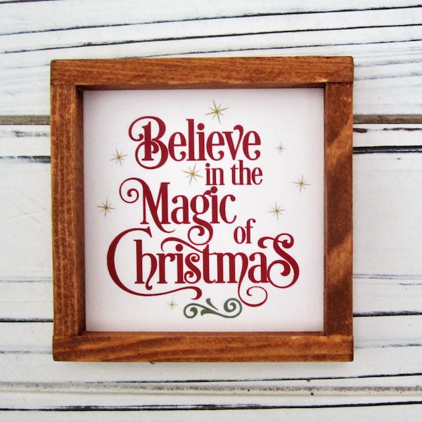 Believe In the Magic Of Christmas Sign, Christmas Decor, Joyful, Merry, Blessed, Tiered Tray, Mini Christmas Tiered Tray Sign, Holiday Decor