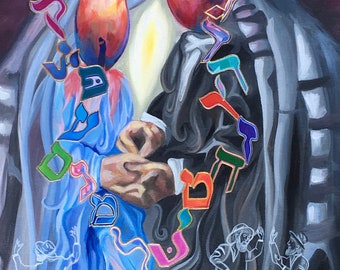 Flaming Bride Painting, Sabbath Celebration Art