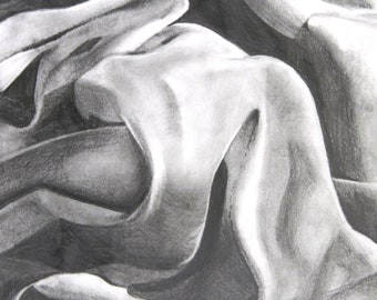 Cloth Pencil Drawing, Black and White Art