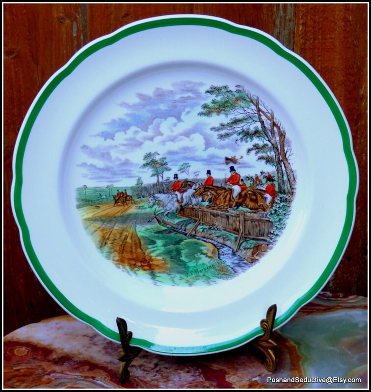 Fox Hunting Dinner Plates Set of Four by Copeland Spode Vintage