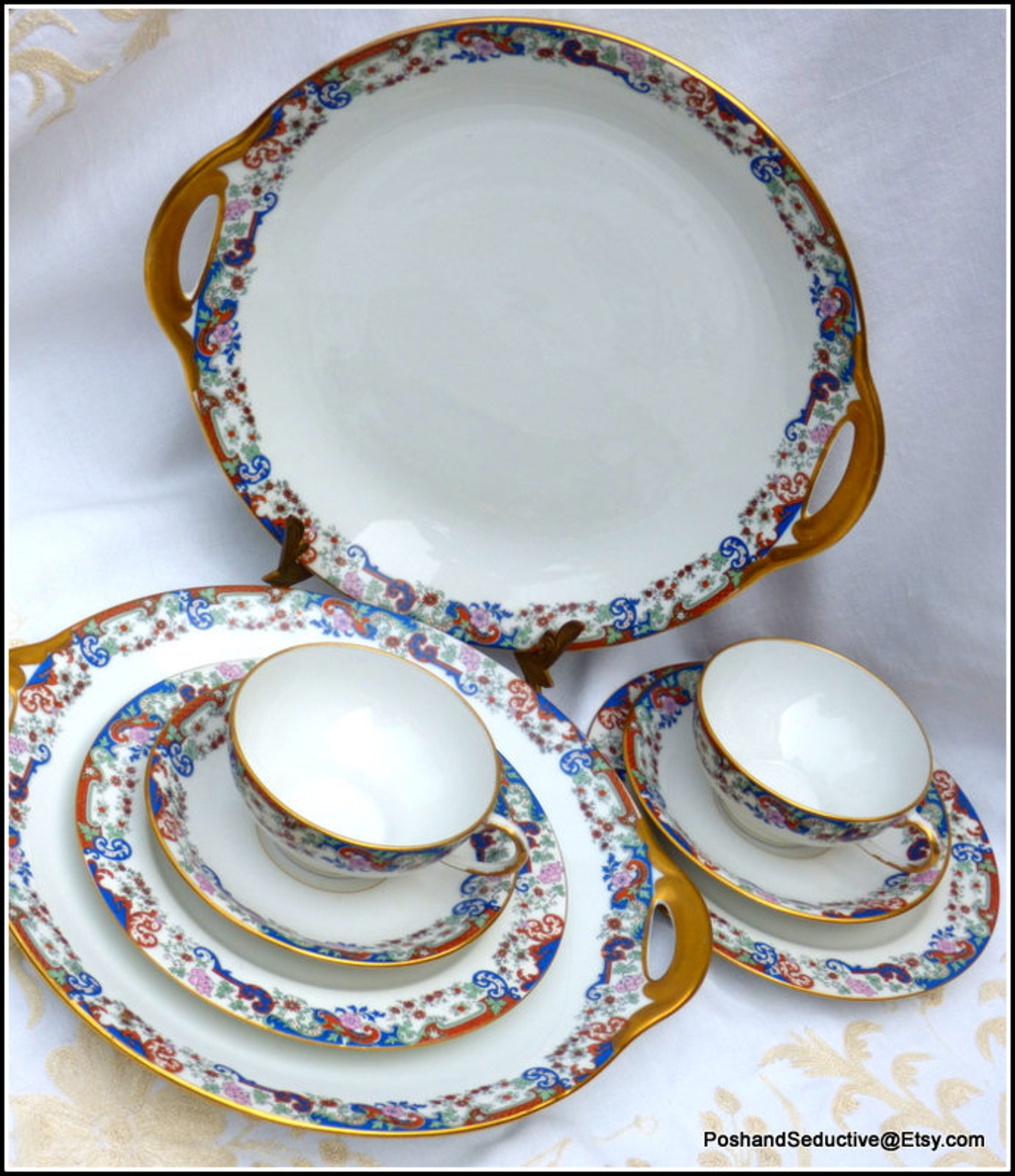 Tea Cup Saucer Cake Plate Set Antique Limoges Bone China Etsy UK