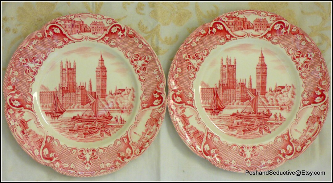 Johnson Brothers Vintage OLD LONDON Red Transferware Dinner