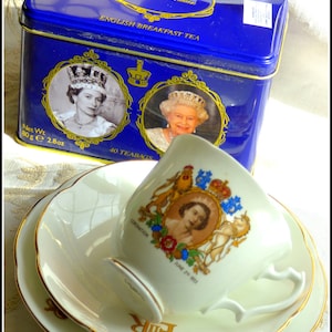 Original CORONATION 1953 commemorative cup saucer plate Her Majesty Queen Elizabeth II vintage china collectible British Royal memorabilia
