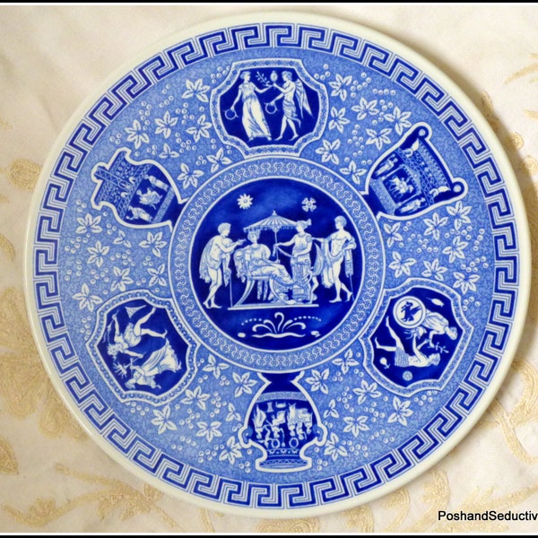 Kuchen Servierplatte Spode Blue Room Collection GREEK Muster 10 "Porzellan Blau & Weiß Fresko Tablett Vintage englisches Porzellan Nachmittagstee-Set