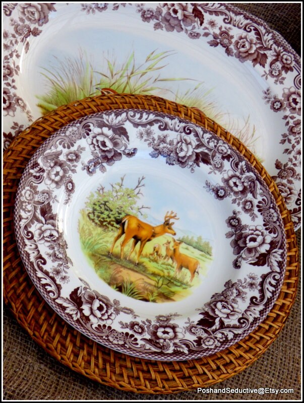 レア美品】英国製 スポード ☆ウッドランド☆デザート皿 6枚 レア美品