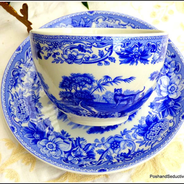 Blue Italian Jumbo Cup and Saucer Spode Etsy Canada