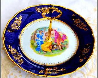 Cobalt Blue & Gold Vintage Dinner Plate 