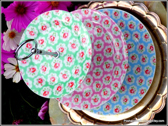 Tiered Cake Stand Cath Kidston Multicolour Provence Rose Pattern